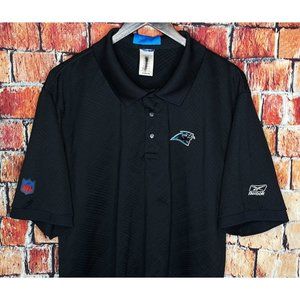 Carolina Panthers Reebok Polo Shirt Men’s XL Black Blue NFL Football Stretch